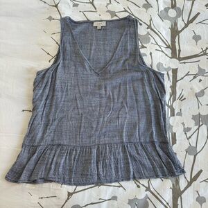 LOFT blue V-Neck Tank Top with peplum